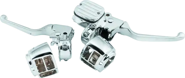 Bikers Choice 96-06 Big Twin 96-03XL With 9/16 Bore Master Cylinder Chrome Handlebar Control Kit