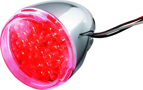 Bikers Choice Chrome LED Rear Billet Turn Signal Red Dual Circuit Clear Lens Universal Custom