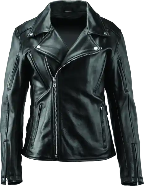 River Road Ironclad Classic Leather Jacket Black Womens - Medium