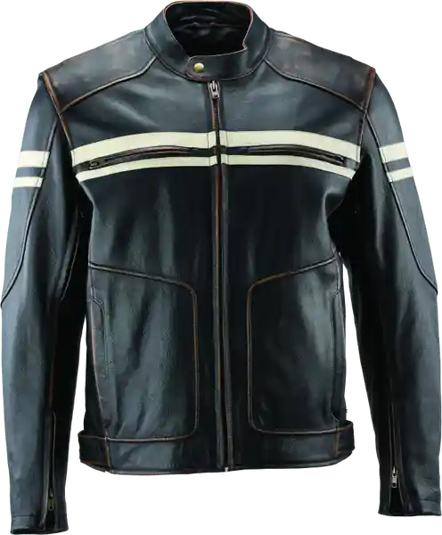 River Road Hoodlum Vintage Leather Jacket Black - Medium