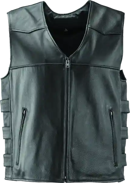 River Road Plains Leather Vest Black - Medium