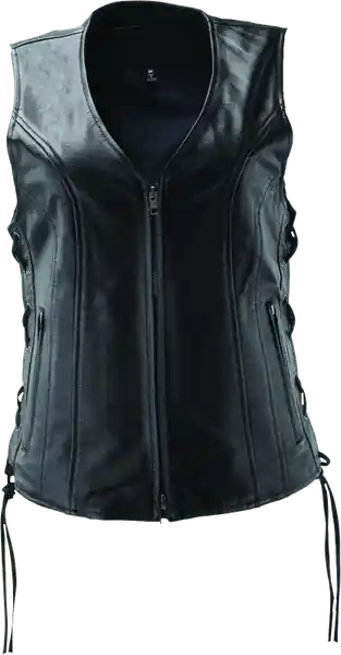 River Road Sapphire Leather Vest Black Womens - 2XL