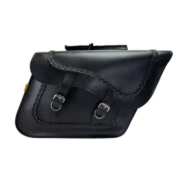 Willie & Max Universal Braided Large Slant Saddlebags (16 in L x 11 in H x 6.5 in W) - Black