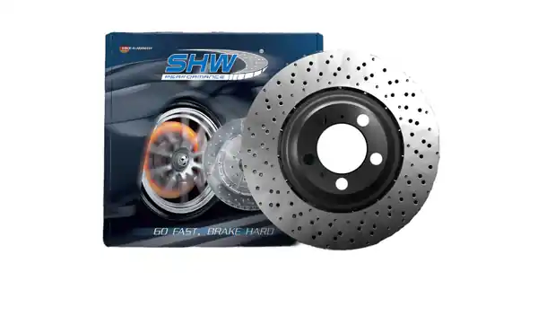 SHW 19-21 BMW M2 Competition 3.0L Left Rear Cross-Drilled Lightweight Brake Rotor (34118072019)