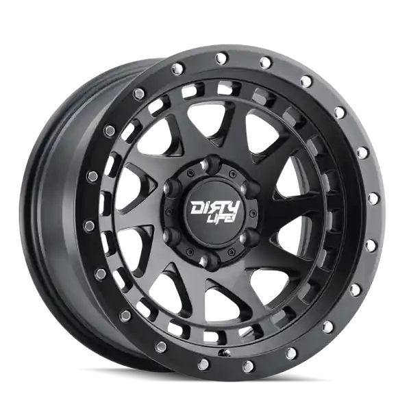 Dirty Life 9311 Enigma Pro 17x9/5x127 BP/-12mm Offset/71.5mm Hub Matte Black Wheel - Beadlock
