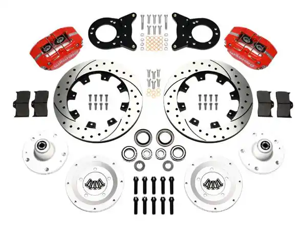 Wilwood Dynapro Dust-Boot Front Kit 12.19in Drill Red 1965-1969 Mustang Disc & Drum Spindle