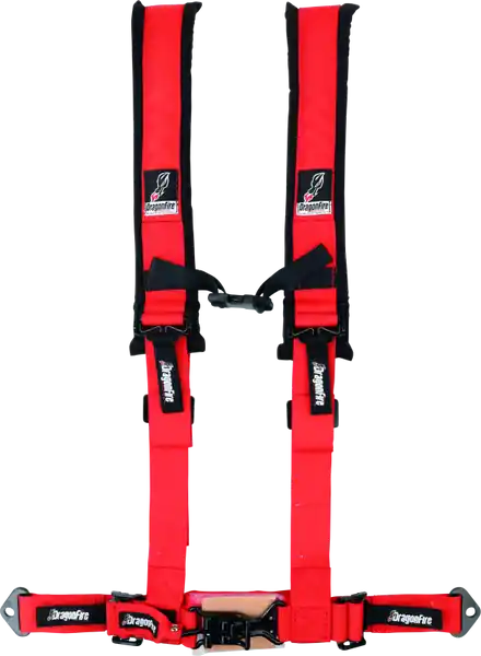 DragonFire Racing Harness- H-Style- 4-Point- 2in Buckle- Red