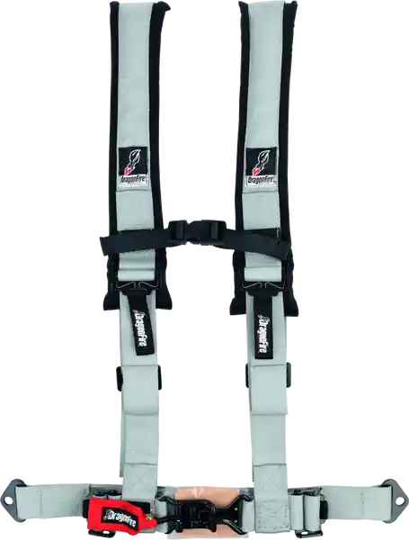 DragonFire Racing Harness- H-Style- 4-Point- 2in Buckle- Grey