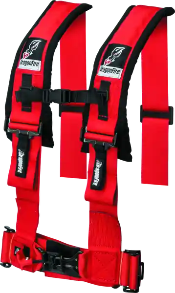 DragonFire Racing Harness- H-Style- 4-Point- 3in Buckle- Red