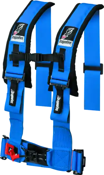 DragonFire Racing Harness- H-Style- 4-Point- 3in Buckle- Blue