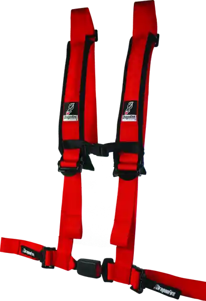 DragonFire Racing Harness H-Style- 4-Point- EZ-Adjust- 2in Buckle- Red