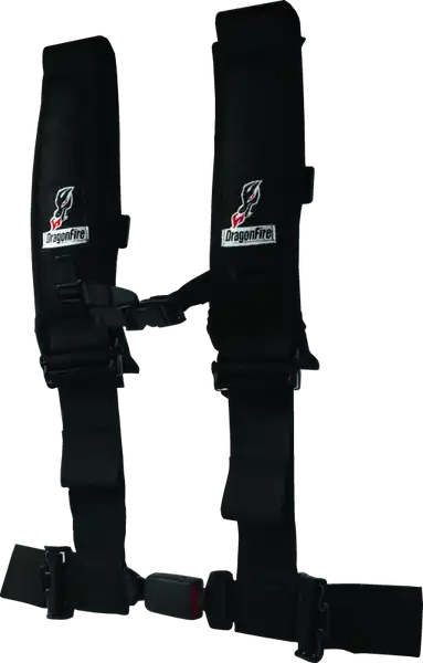 DragonFire Racing Harness H-Style- 4-Point- EZ-Adjust- 3in Buckle- Black