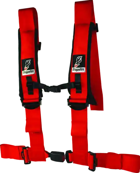 DragonFire Racing Harness- H-Style- 4-point- EZ-Adjust- 3in Buckle- Red