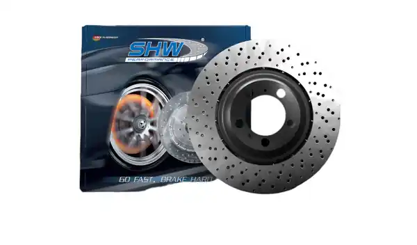 SHW 20-21 Porsche 718 Cayman GT4 4.0L Left Rear Drilled-Dimp Lightweight Brake Rotor (98135240781)