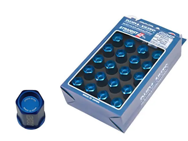 Rays Dura-Nut L42 Straight Type 14x1.50 Lug Nut Set 16 Lug 4 Lock Set - Blue