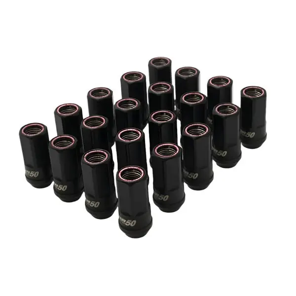Wheel Mate Muteki HR50 Open End Lug Nuts - Black w/ Red Ring 14x1.50