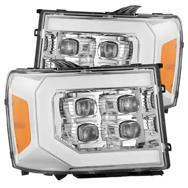 AlphaRex 07-14 GMC 2500HD NOVA LED Proj Headlight Plank Style Matte Blk w/Activ Light/Seq Signal/DRL