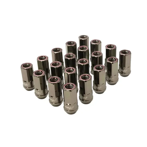 Wheel Mate Muteki HR50 Open End Lug Nuts - Titanium Chrome w/ Red Ring 14x1.50