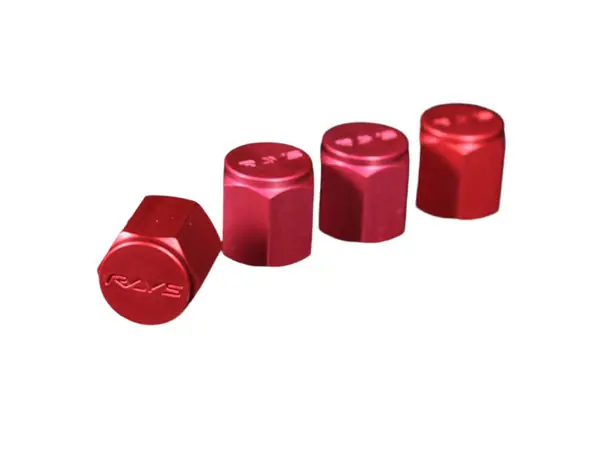 Rays Aluminum Air Valve Cap Set - Red