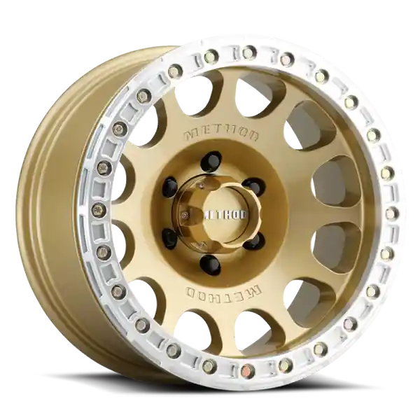 Method MR105 V3 Beadlock 17x9 -38mm Offset 5x5 71.5mm CB Gold Wheel w/ BH-H24125