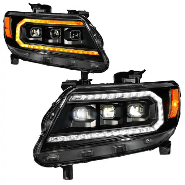 ANZO 15-22 Chevy Colorado Blk Housing Full LED DRL Projector Headlight w/ Sequential Light Bar