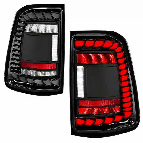 ANZO 19-24 RAM 1500 (Factory Halogen Models) Full LED Tail Lights SeqSig Black - Pair