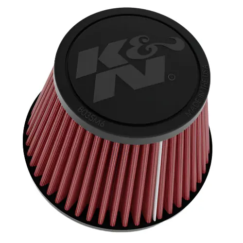 K&N Universal Clamp-on Air Filter 2in Flange ID 5-3/16in Base 3-1/2in Top 3-11/16in Height w/ Vent