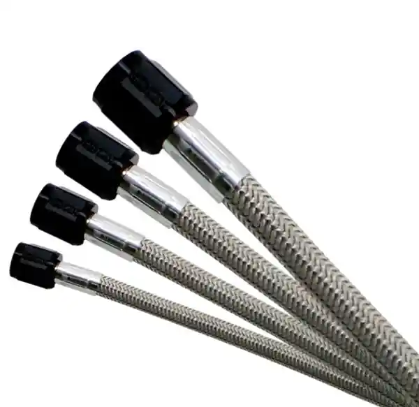 Nitrous Express 3AN 21.5in SS Braided Hose (w/Black 45 Deg End - One End)