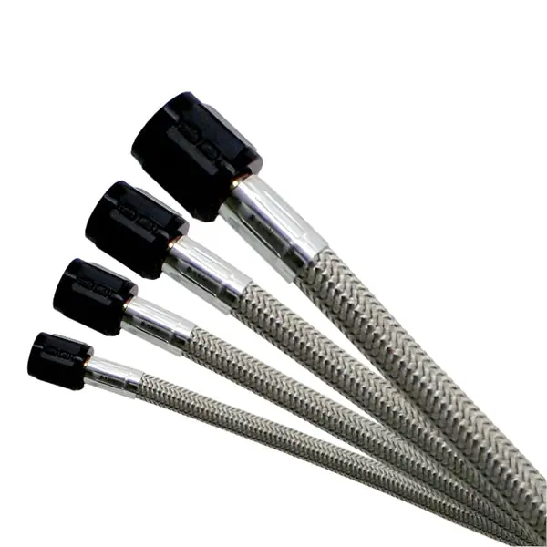 Nitrous Express 4AN 22in Stainless Braided Double SHO Hose (w/Black 3AN Ends - Both Ends)