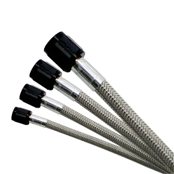 Nitrous Express 8AN 12in Stainless Steel Braided Hose (Black Ends)