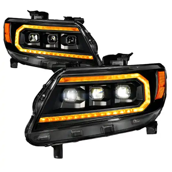 ANZO 15-22 Chevy Colorado Full LED Headlights w/ Initiation (Amber DRL) - Black