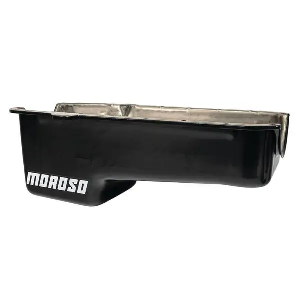 Moroso Pre-80 Chevrolet Small Block (w/Driver Side Dipstick) Wet Sump 5qt 7.5in Steel Oil Pan - Blk