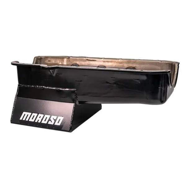 Moroso 80-85 Chevrolet SBC (w/Passenger Side Dipstick) Wet Sump 7qt 8.25in Steel Oil Pan - Black