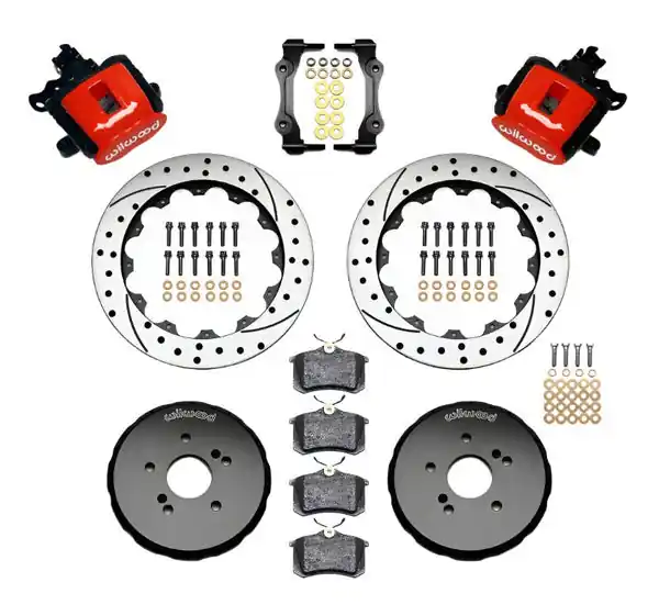 Wilwood Combination Parking Brake Rear Kit 12.88in Drilled Red Honda S2000