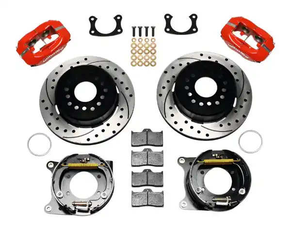Wilwood Forged Dynalite P/S Park Brake Kit Drilled Red BOP Axle 2.75in Bearing 2.75 Offset