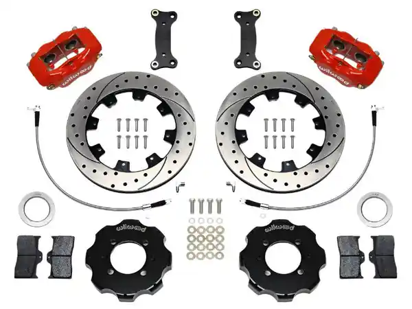 Wilwood Forged Dynalite Front Hat Kit 12.19in Drilled Red 2016-Up Mazda MX5 Miata w/ Lines
