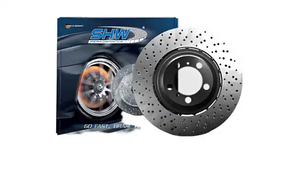 SHW 20-21 Porsche Carrera/Carrera S Front Left Drilled-Dimpled Lightweight Brake Rotor (9P1615301J)