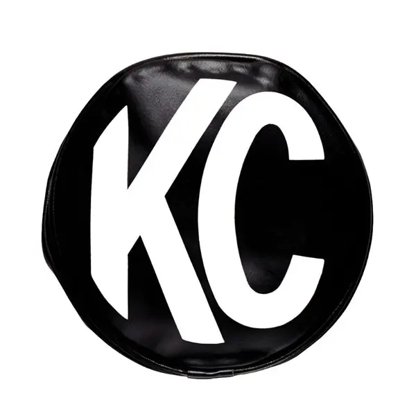KC HiLiTES 8in. Round Soft Cover (Pair) - Black w/White KC Logo
