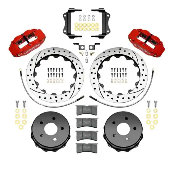 Wilwood Narrow Superlite 4R Rear Kit 12.88in Drilled Red 2007-up Jeep JK w/Lines