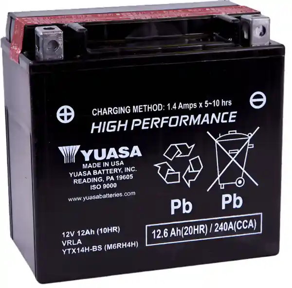 Yuasa YTX14H-BS High Performance AGM 12 Volt Battery (Bottle Supplied)