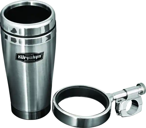 Kuryakyn Drink Holder With Stainless Steel Mug 1in Bar Clamp Chrome