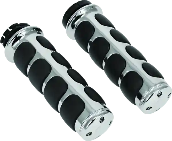 Kuryakyn Premium ISO Grips Without Throttle Boss Dual Cable Chrome