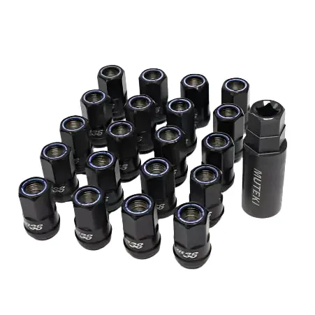 Wheel Mate Muteki HR50 Open End Lug Nuts - Black w/ Blue Ring 14x1.50