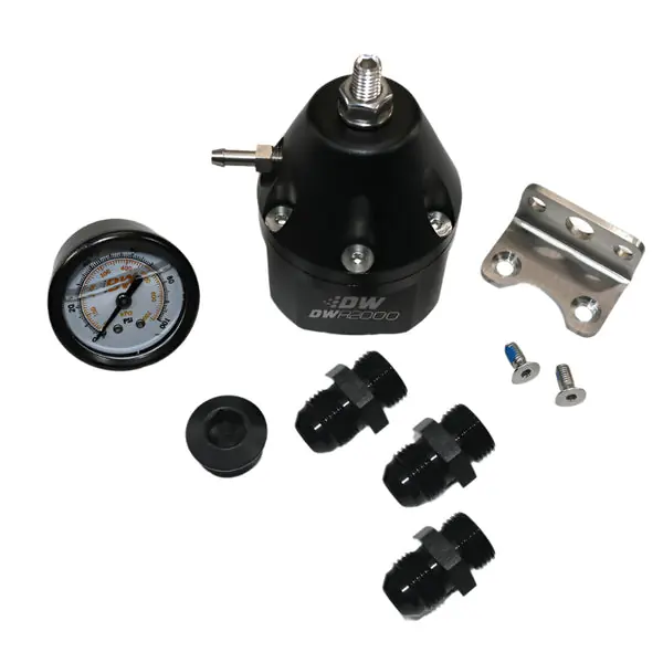 DeatschWerks DWR2000 AFPR + Pressure Gauge + 10AN & 8AN Fittings - Anodized Black