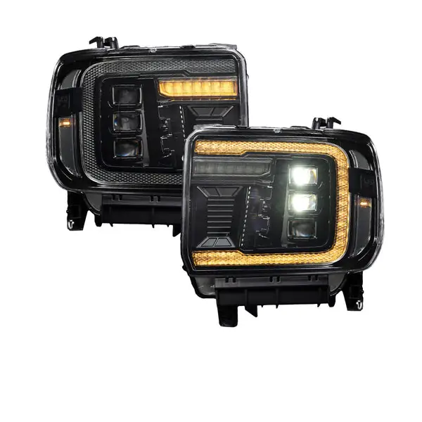 Form Lighting - 2014+ GMC Sierra 1500/2500/3500 LED Projector Headlights Amber DRL (pair)