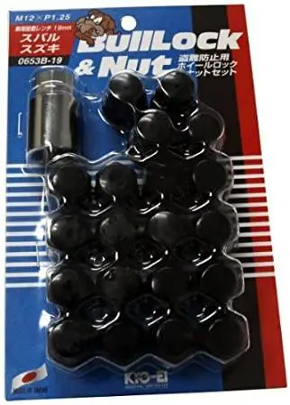 Project Kics 16 LUGS + 4 LOCKS Black Bullock And Nut Set - 12X1.25