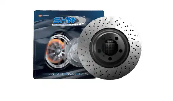 SHW 20-21 Porsche 718 Cayman GT4 4.0L Right Rear Drill-Dimp Lightweight Brake Rotor (98135240881)