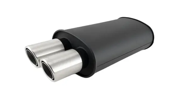 Vibrant STREETPOWER Blk Oval Muffler w/Dual Center Tip 3in Inlet ID 3in Tip OD 9in x 5in x 15in