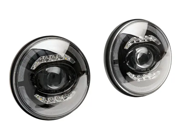 Raxiom 07-18 Jeep Wrangler JK Axial Series LED Headlights- Black Housing (Clear Lens)