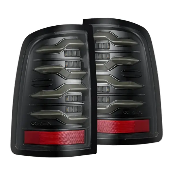 AlphaRex 09-18 Dodge Ram Luxx-Series LED Tail Lights Alpha-Black w/ Activation Light & Seq. Signal